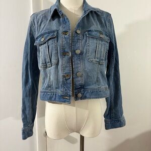 J.Crew Denim Jacket Cropped Medium Wash Blue Women’s Small Classic USA Preppy